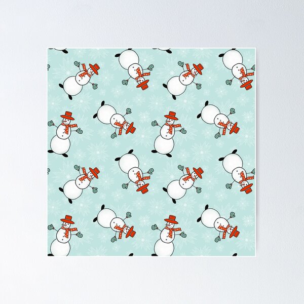 Item preview, Snowman Twirl Pattern on Turquoise with Snowflakes designed and sold by Katie Stearns.