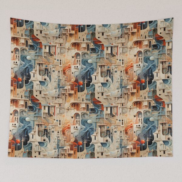 Item preview, Surrealist Dreamscape: Mystic Labyrinth in Opalescent Hues designed and sold by polonuim210.