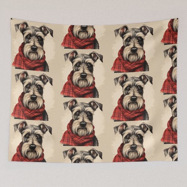 Item preview, Standard Schnauzer Christmas Plaid Watercolor designed and sold by rafaeltto.