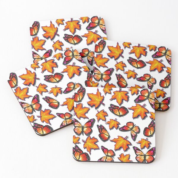 Item preview, Butterflies and Fall Leaves of Orange designed and sold by cameoivory.