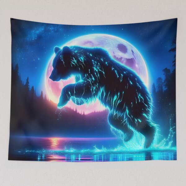 Item preview, Neon Moonlit Bear: A Luminous Backlit Digital Fantasy designed and sold by Matt's Artificial Nature.