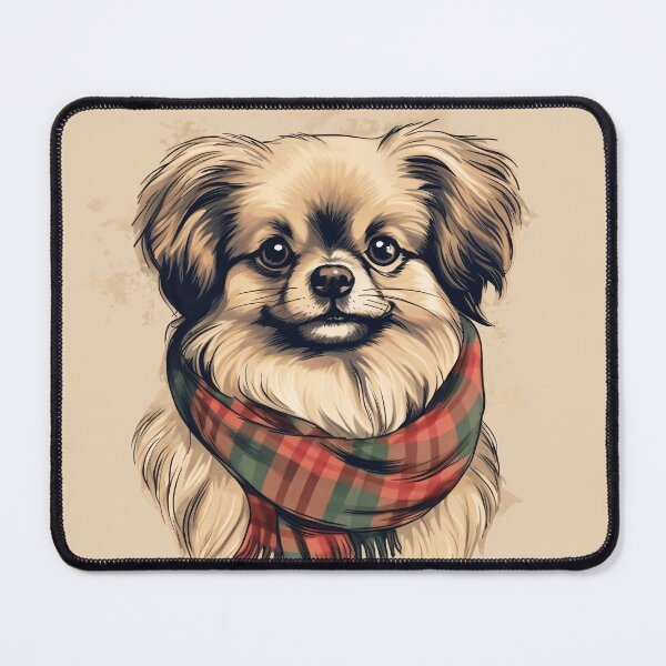 Item preview, Tibetan Spaniel Christmas Plaid Watercolor designed and sold by rafaeltto.