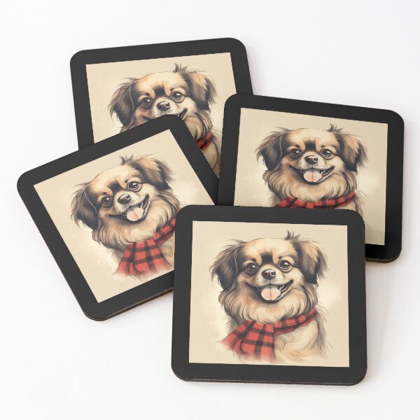 Item preview, Tibetan Spaniel Christmas Plaid Watercolor designed and sold by rafaeltto.