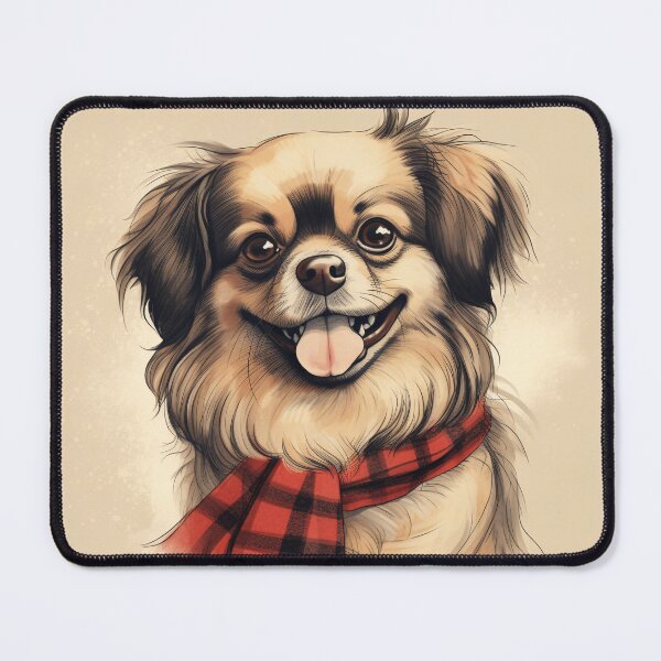 Item preview, Tibetan Spaniel Christmas Plaid Watercolor designed and sold by rafaeltto.
