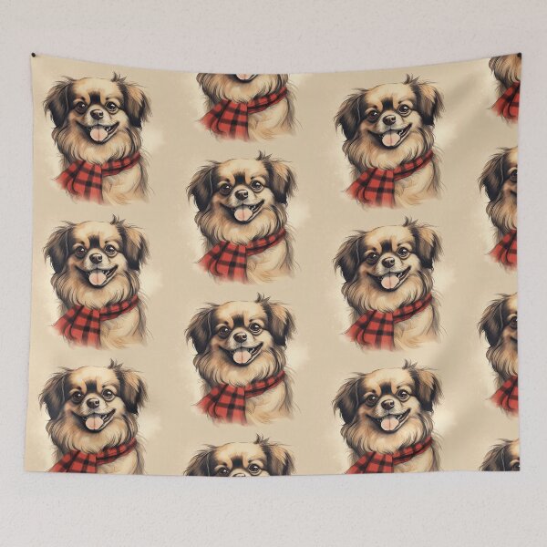 Item preview, Tibetan Spaniel Christmas Plaid Watercolor designed and sold by rafaeltto.
