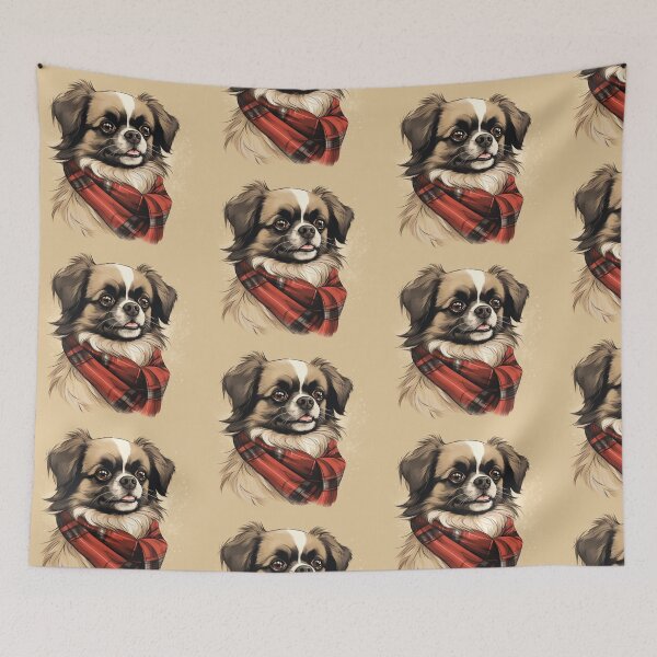 Item preview, Tibetan Spaniel Christmas Plaid Watercolor designed and sold by rafaeltto.