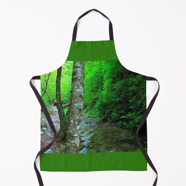 Item preview, View from Sarnano on the road to Cascata del Pellegrino with trunks, waters, pebbles, greenery designed and sold by Kristina Drozd.