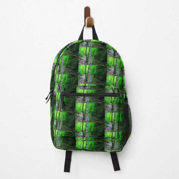 Item preview, View from Sarnano on the road to Cascata del Pellegrino with trunks, waters, pebbles, greenery designed and sold by Kristina Drozd.