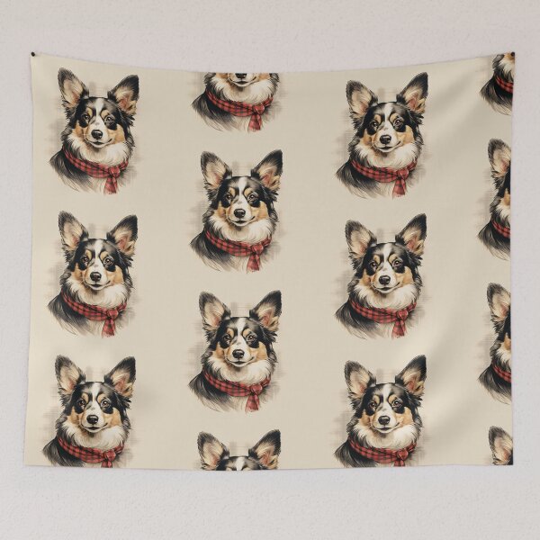 Item preview, Tri Color Corgi Christmas Plaid Watercolor designed and sold by rafaeltto.