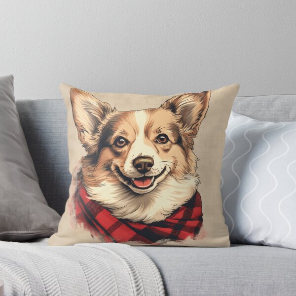Item preview, Tri Color Corgi Christmas Plaid Watercolor designed and sold by rafaeltto.