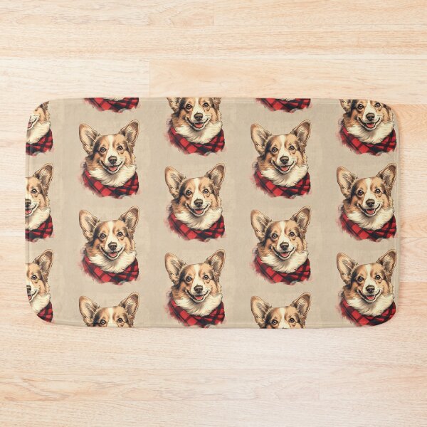 Item preview, Tri Color Corgi Christmas Plaid Watercolor designed and sold by rafaeltto.