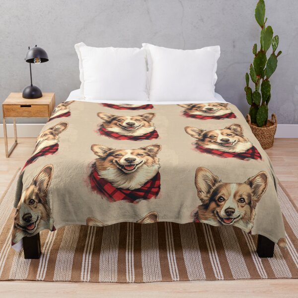 Item preview, Tri Color Corgi Christmas Plaid Watercolor designed and sold by rafaeltto.
