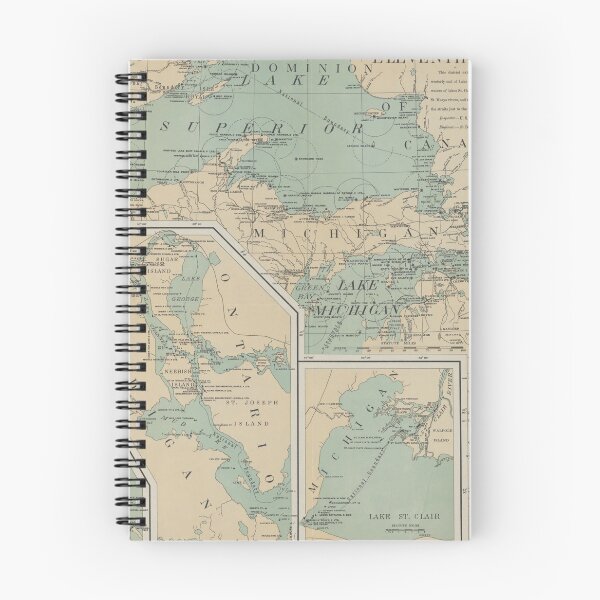 Item preview, Vintage Great Lakes Lighthouse Map (1898) designed and sold by BravuraMedia.