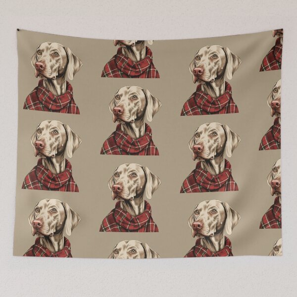 Item preview, Weimaraner Christmas Plaid Watercolor designed and sold by rafaeltto.
