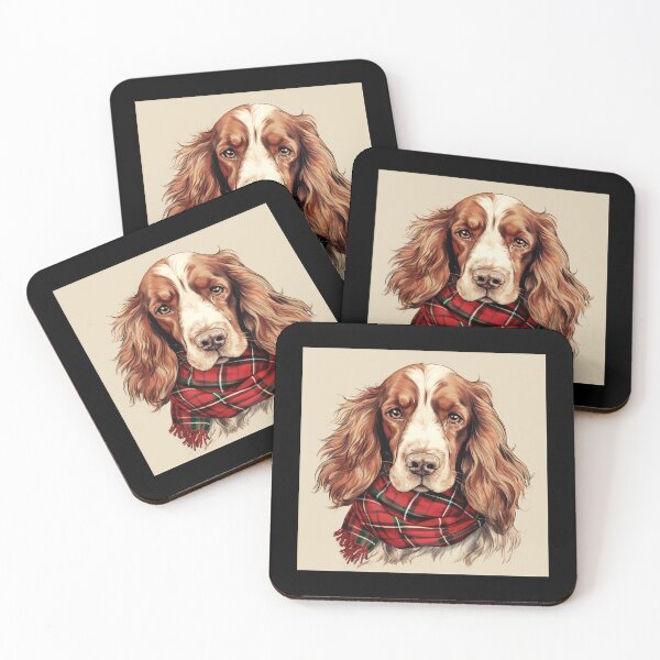 Item preview, Welsh Springer Spaniel Christmas Plaid Watercolor designed and sold by rafaeltto.