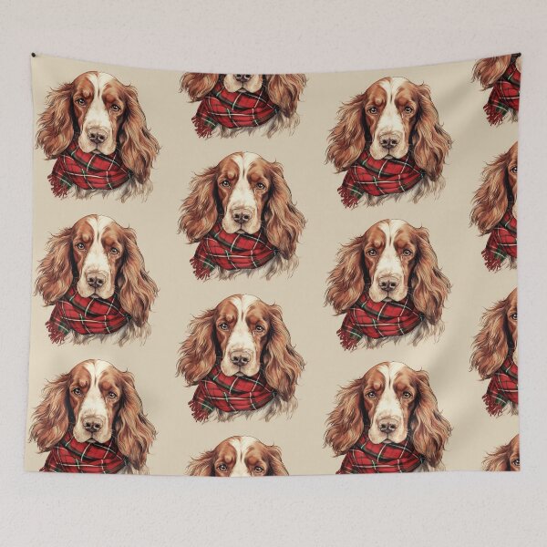 Item preview, Welsh Springer Spaniel Christmas Plaid Watercolor designed and sold by rafaeltto.