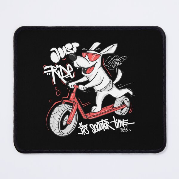 Item preview, funny dog riding scooter, cartoon dog riding scooter, cool dog riding scooter designed and sold by GreyStanzione1.