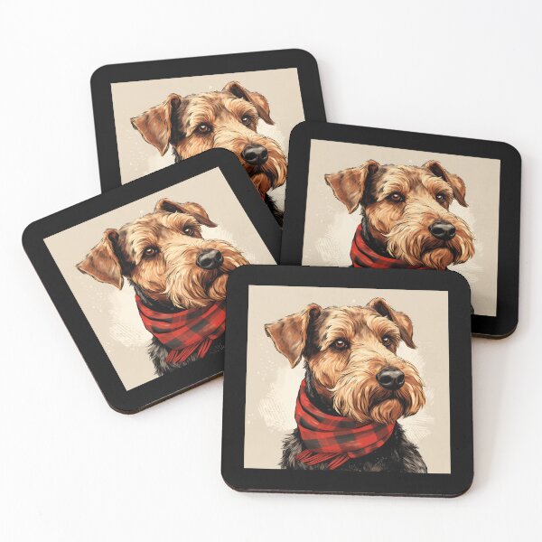 Item preview, Welsh Terrier Christmas Plaid Watercolor designed and sold by rafaeltto.