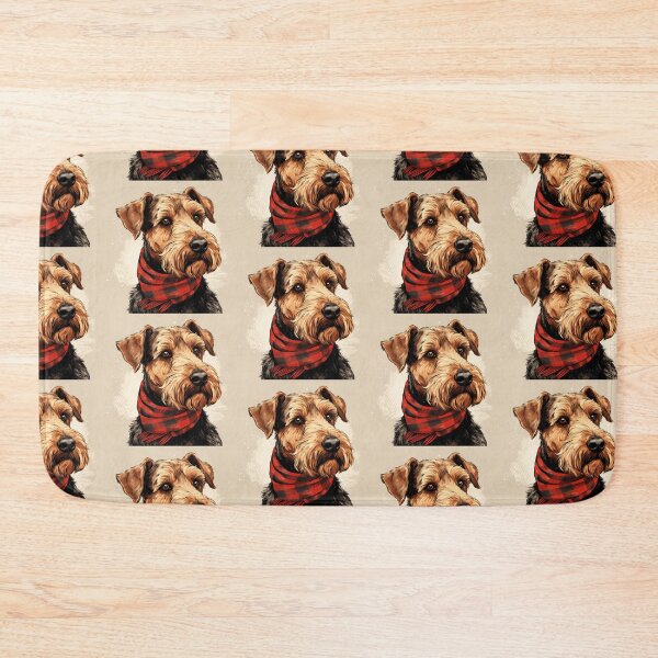 Item preview, Welsh Terrier Christmas Plaid Watercolor designed and sold by rafaeltto.
