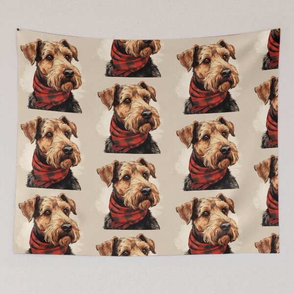 Item preview, Welsh Terrier Christmas Plaid Watercolor designed and sold by rafaeltto.