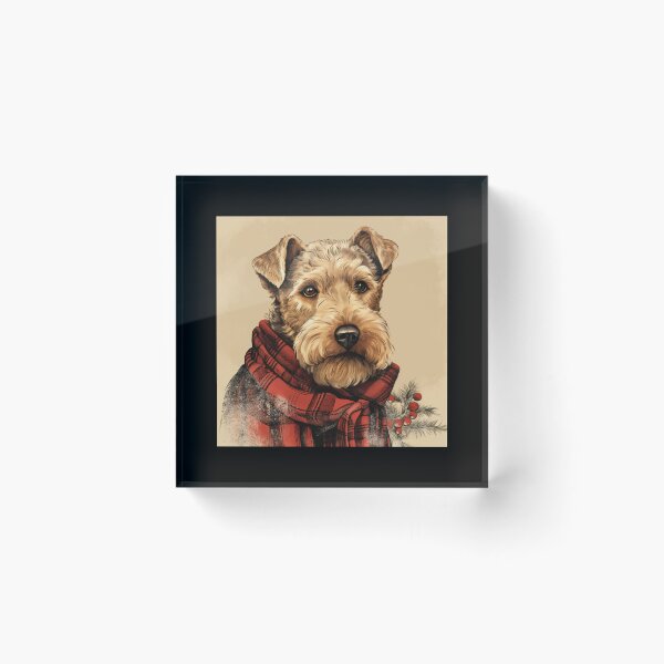 Aperçu de l'œuvre Welsh Terrier Christmas Plaid Watercolor créée et vendue par rafaeltto.