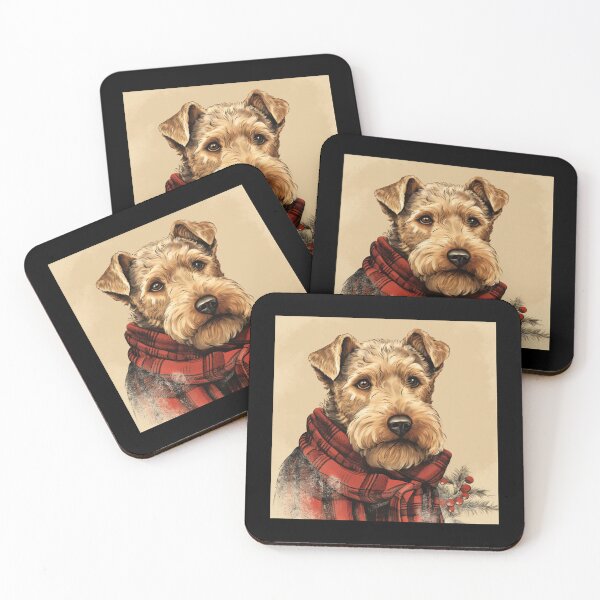 Item preview, Welsh Terrier Christmas Plaid Watercolor designed and sold by rafaeltto.