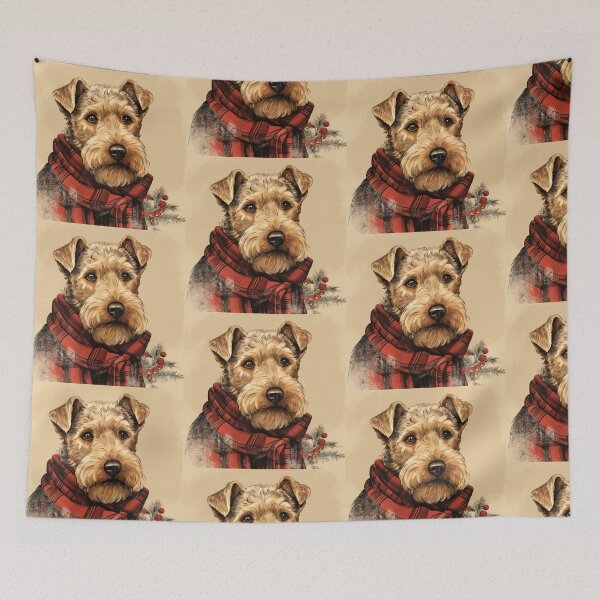 Item preview, Welsh Terrier Christmas Plaid Watercolor designed and sold by rafaeltto.