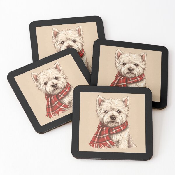 Item preview, West Highland White Terrier Westie Christmas Plaid Watercolor designed and sold by rafaeltto.