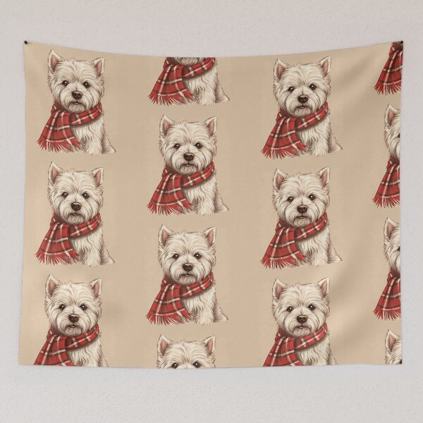 Item preview, West Highland White Terrier Westie Christmas Plaid Watercolor designed and sold by rafaeltto.