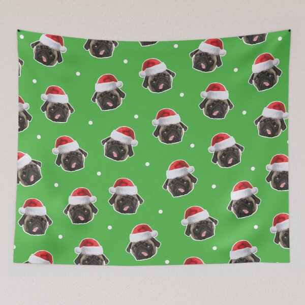 Artikelvorschau, Santa Mops Muster Design Grinch Grün entworfen und verkauft von Eliza Fortney.