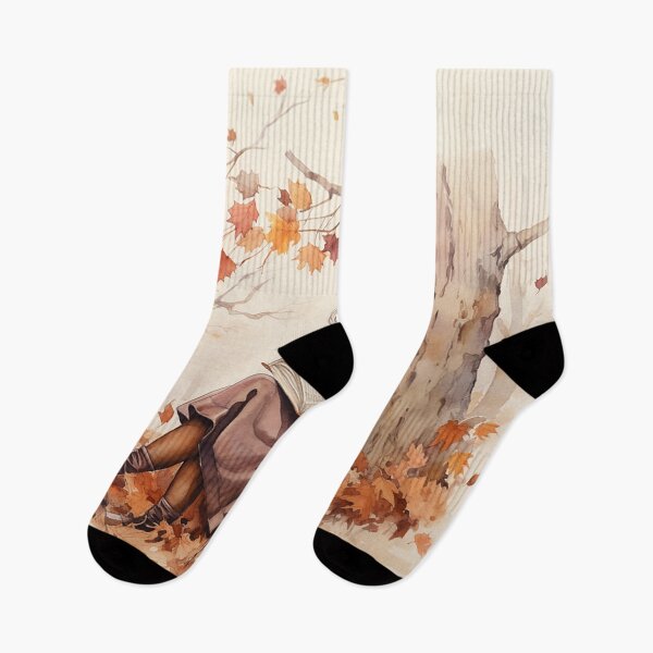 Item preview, Autumn Serenity: Woman Reading in a Park of Falling Leaves designed and sold by PaintbrushPlace.