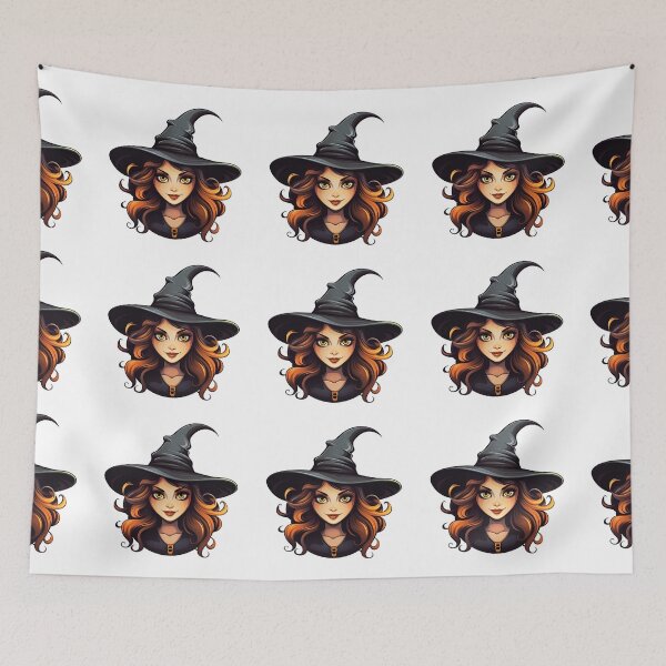 Item preview, Cartoon Artistic Style Witch Halloween Witch Pretty Witch Beautiful Witch Painting Drawing Logo Sticker, wall arts, Art Prints and More designed and sold by Kevin Lou.
