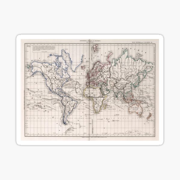 Item preview, Vintage Map of The World (1856) designed and sold by BravuraMedia.