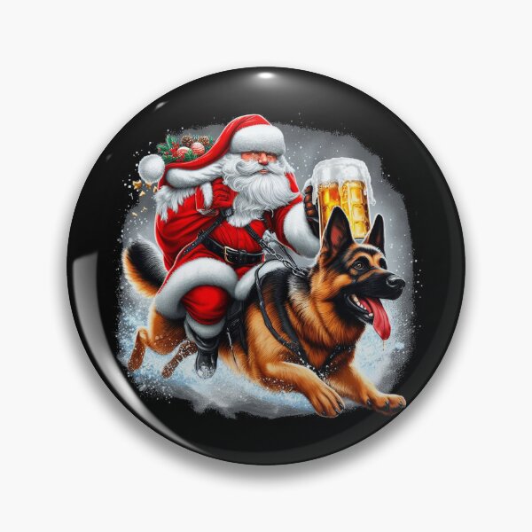 Item preview, Santa Riding a German Shepherd T-Shirt - A Pawsitively Festive Sleigh Ride designed and sold by American Artist Designs.