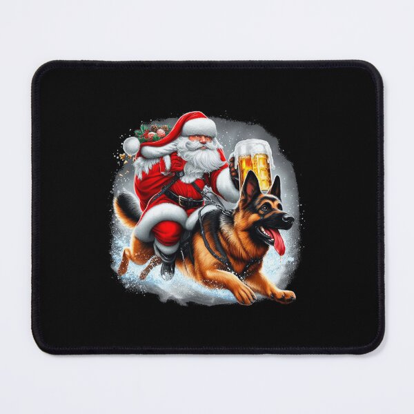 Item preview, Santa Riding a German Shepherd T-Shirt - A Pawsitively Festive Sleigh Ride designed and sold by American Artist Designs.