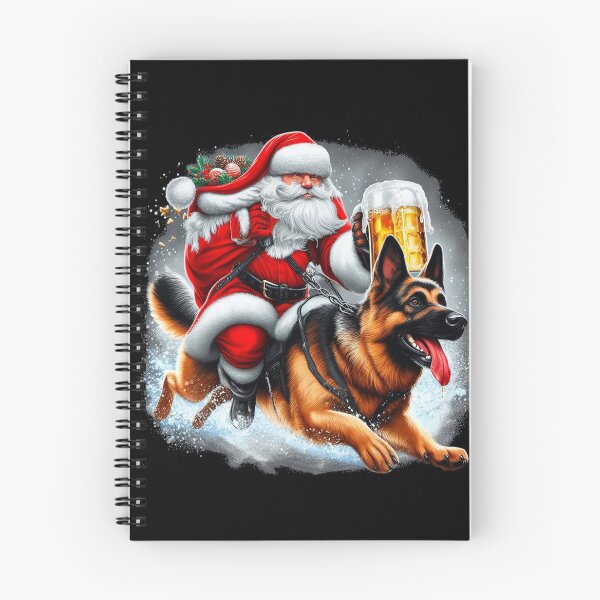 Item preview, Santa Riding a German Shepherd T-Shirt - A Pawsitively Festive Sleigh Ride designed and sold by American Artist Designs.