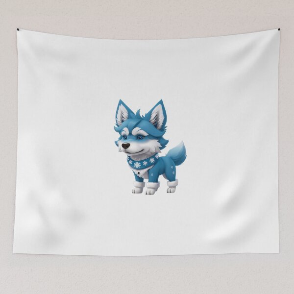 Item preview, Blue wolf dog Christmas  designed and sold by KorArtStudio.