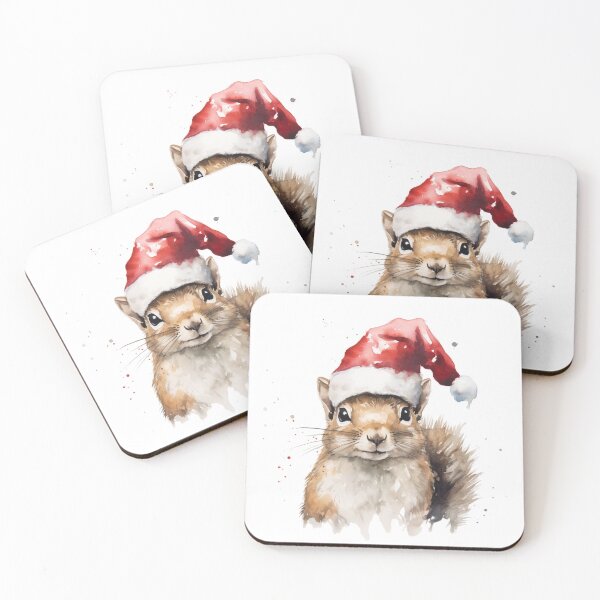 Item preview, Squirrel with Santa Hat designed and sold by ChillaStudio.