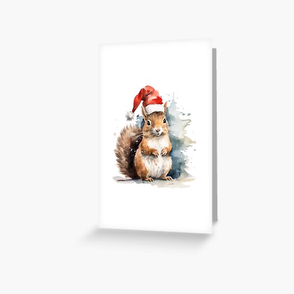 Carte De Noël écureuil Artisanale : Scène Magique Hivernale - France