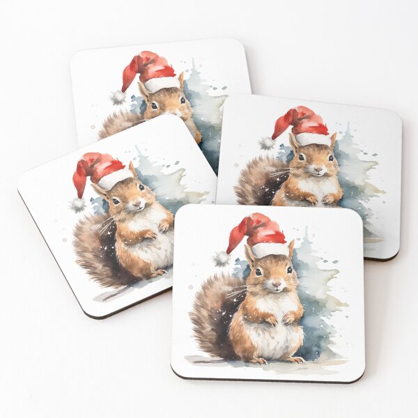 Item preview, Christmas squirrel wearing Santa hat designed and sold by ChillaStudio.
