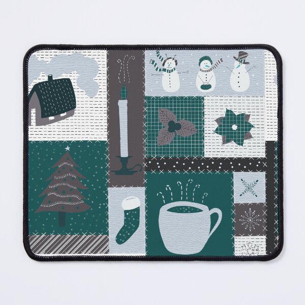 Item preview, Elegant Christmas Patchwork Pattern (Pine Green, Butter Cream, Snowy Blue) designed and sold by ‧͙⁺˚*･༓☾ Moon Saikia ☽༓･*˚⁺‧͙.