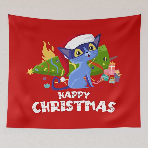 Item preview, Funny Christmas cat present (on dark colors) designed and sold by messy-nessie.