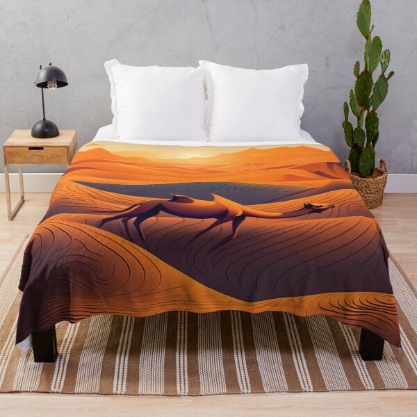 Item preview, Saharan Whisper: Camel Silhouette & Shifting Sand Dunes at Sunset designed and sold by PaintbrushPlace.