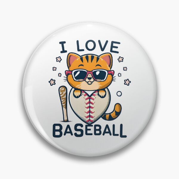 Item preview, cat and baseball  designed and sold by SabyDigitalArt.