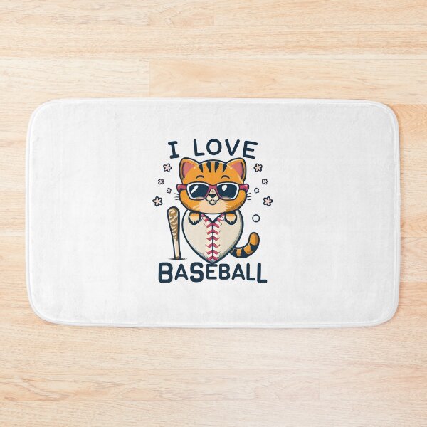 Item preview, cat and baseball  designed and sold by SabyDigitalArt.