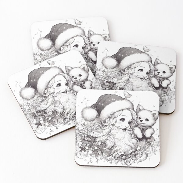 Item preview, Santa Woman Female Santa with Puppy Cute Santa Claus Girl Santa Christmas puppy | Funny Cute Santa Anime designed and sold by FestivePalette.