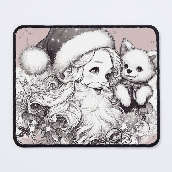 Item preview, Santa Woman Female Santa with Puppy Cute Santa Claus Girl Santa Christmas puppy | Funny Cute Santa Anime designed and sold by FestivePalette.