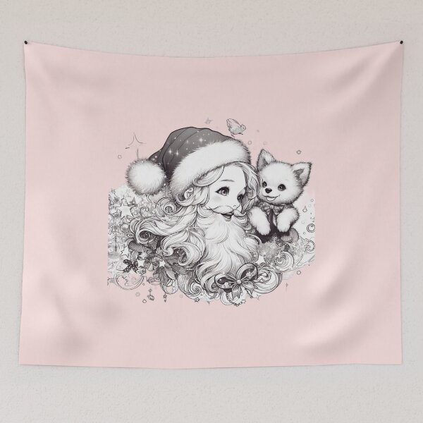 Item preview, Santa Woman Female Santa with Puppy Cute Santa Claus Girl Santa Christmas puppy | Funny Cute Santa Anime designed and sold by FestivePalette.