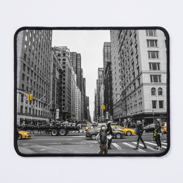 Item preview, Black and White NYC Cityscape with Yellow Taxis Photography designed and sold by ehlphotography.