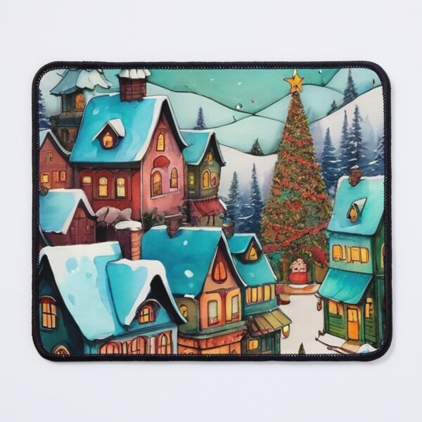 Item preview, Christmas Town with Moon designed and sold by ArTeaCupcake.